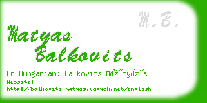 matyas balkovits business card